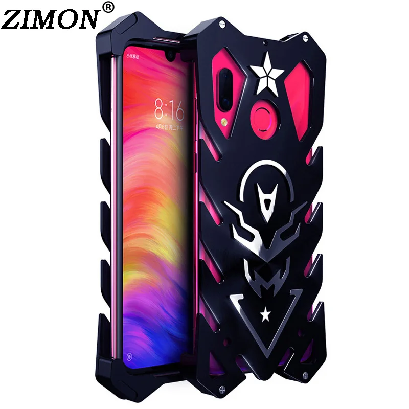 

6.3'' for Xiaomi Redmi Note 7 Case Shell Metal Body Cover ZIMON Quality Aluminum Back Cover Anti-knock Mobile Phone Cases