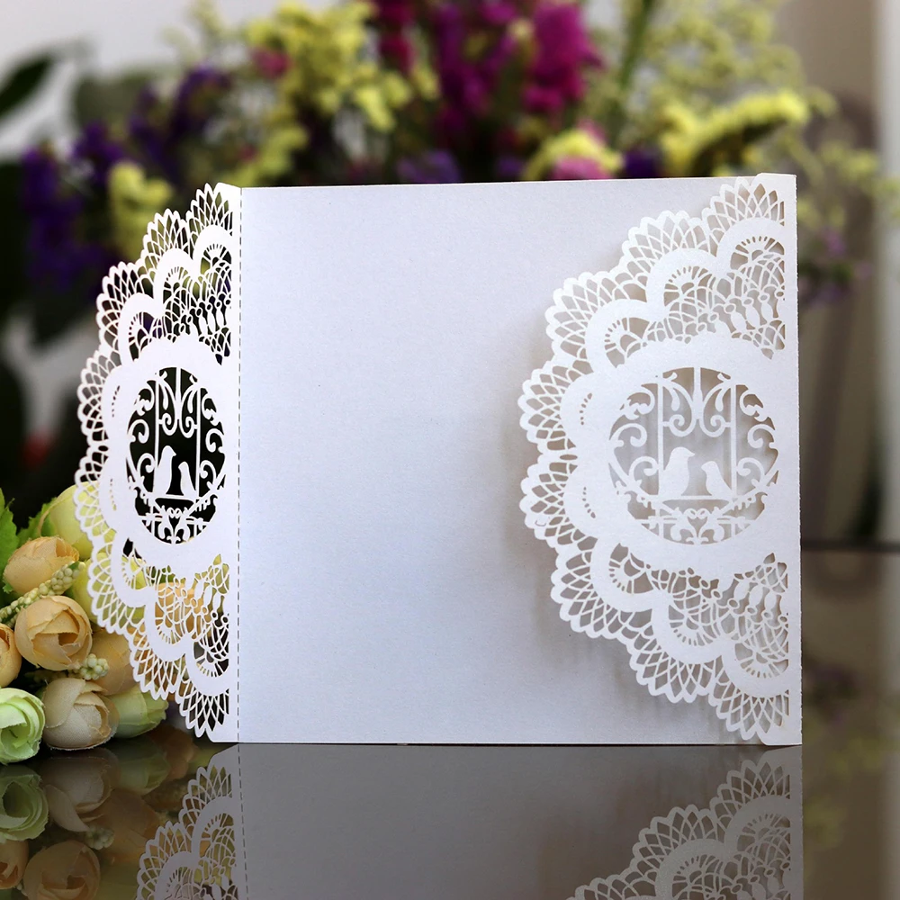  10PCS Laser Cut Wedding Invitation Card Lace Business Party Invitation Cards Covrs - 32958642915