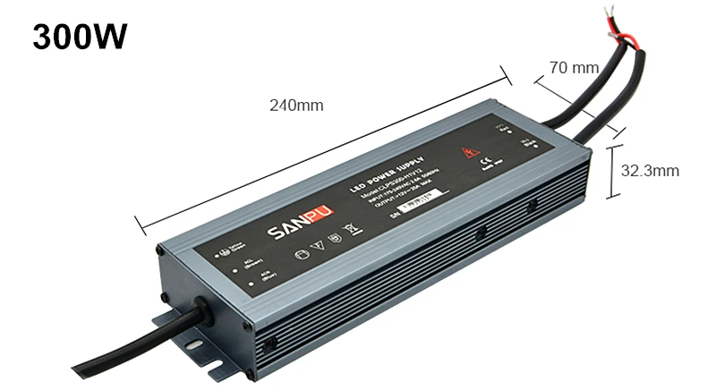 Ультра-тонкий IP67 Водонепроницаемый Питание DC 12V 24V трансформатор освещения 60/100/120/150/200/250/300W Светодиодный драйвер для Светодиодные ленты