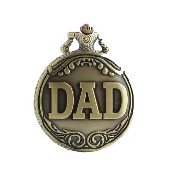 

Fashion Vintage Retro Pocket Watch DAD Pattern Pendant Chain Round Dial Analog Pocket Watch Necklace For Grandpa Dad Gifts New