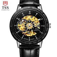 TSS men leather mechanical watch waterproof watches for men Luminous display Famous Brand Men Business Watch