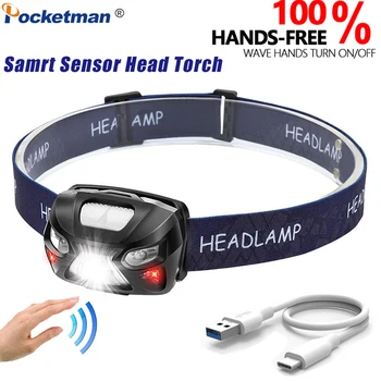 

Smart Motion Sensor LED Headlight 5000LM Rechargeable Headlamp Hands-free Waterproof Head Torch Head Flashlight of High Quality