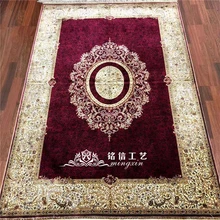 4'x6' цвет красного вина молельный коврик шелковый ковер турецкие ковры Восточный шелк напольный коврик