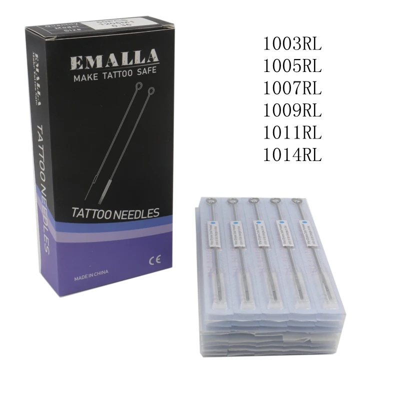 

EMALLA 50Pcs Disposable Sterilized round liner Tattoo Needles Medical For Tattoo Machines Gun Liner Shader 3/5/7/9/11/14RL