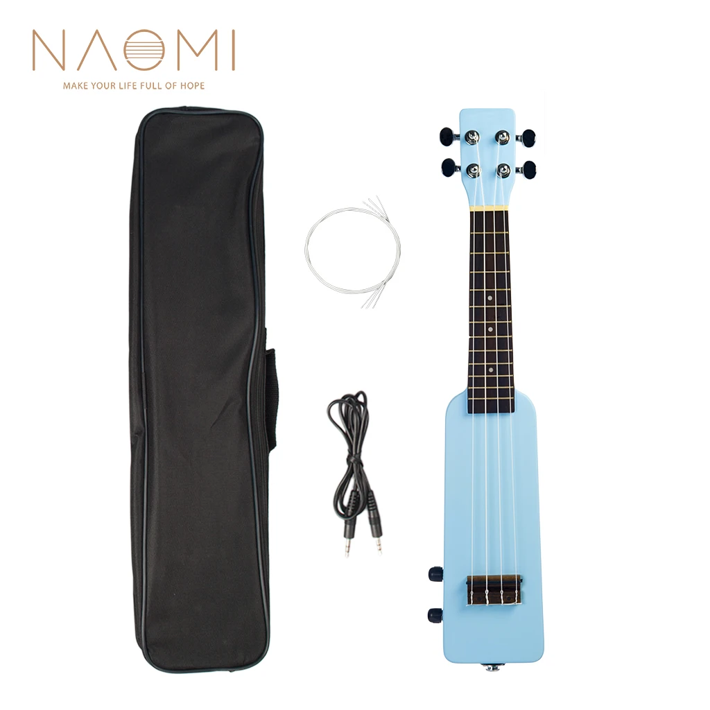 

NAOMI 21" Okoume Electric Ukulele Ukulele Uke Kit W/Gig Bag 3.5mm Audio Cable Silent Electric Ukulele Soprano Uke-Blue