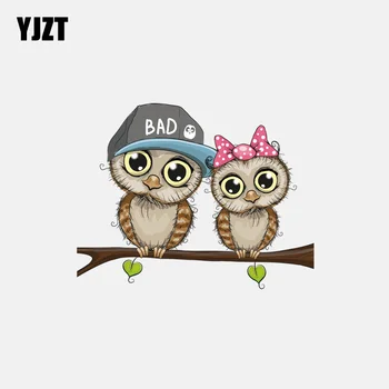 

YJZT 14.5CM*11.3CM Couple Owl Standing On The Tree PVC Car Sticker 11-01263