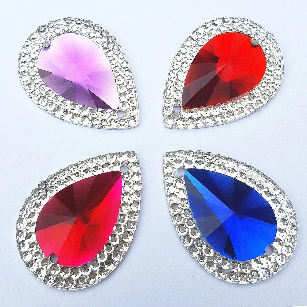 LOose Beads 18x25mm Sew On Drop Gems Rhinestones Stone Crystal For