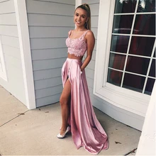 Bbonlinedress, платье для выпускного вечера из двух частей с карманами, сексуальная юбка с разрезом, вечернее платье, Vestido de fiesta, Vestido de noche