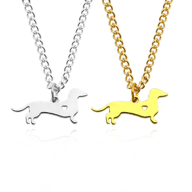 

Kawaii Creative Dachshund Dog Pendant Necklace Personalized Animal Alloy 2 Colors Gold Silver Pendants Cute Dog Lover Ornaments