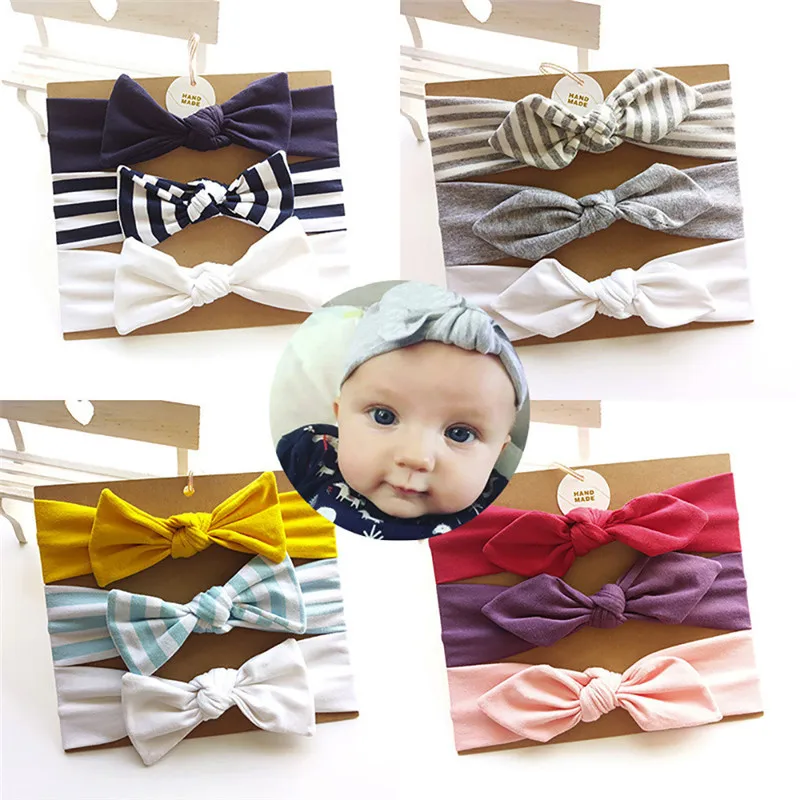 

3Pcs Kids Floral Headband Elastic Bowknot Accessories Hairband Set headbands baby girls hair accessories acessorios para cabelo