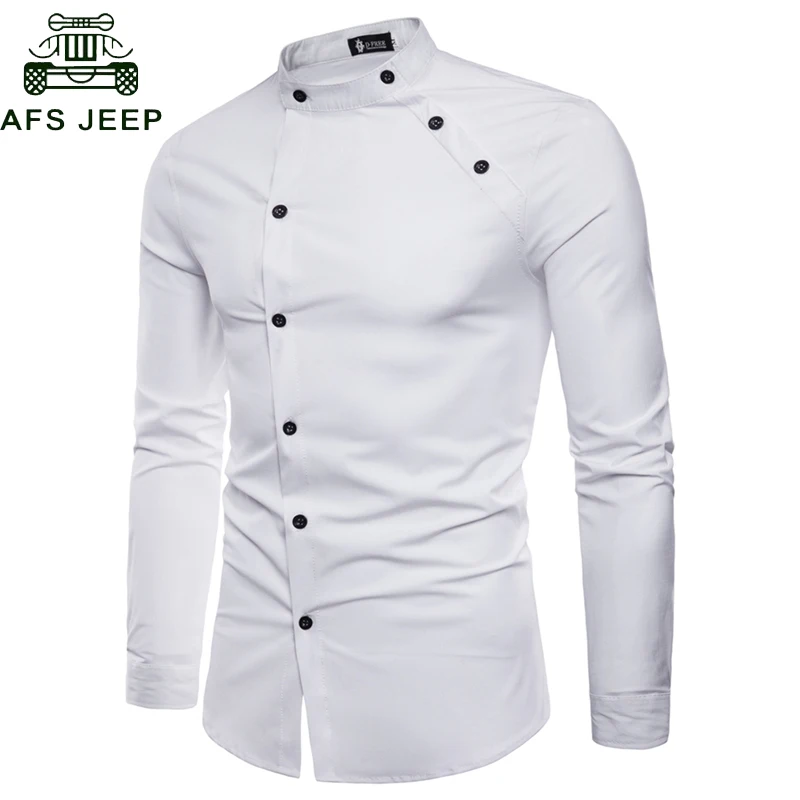 

New 2018 Summer Cutting Double threshold mens shirts Slim Long Sleeve Dress Shirts Camisa Masculina Casual Shirts Men Size M-2XL