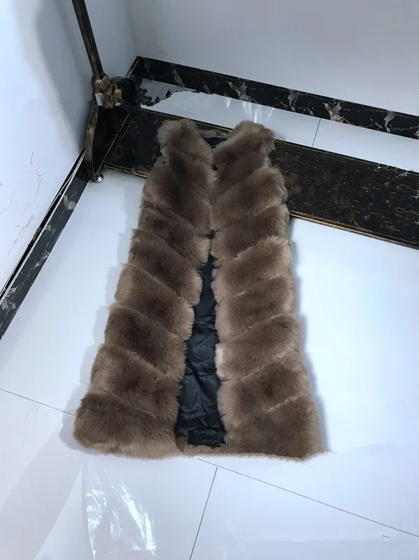 Lisa Colly Winter Womens Fur Vest Coat Warm Long Vests Fur Vests Women Faux Fur Vest Coat Outerwear Jacket