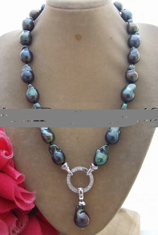 

Jewelr 004072 18mm Black Bead-Nucleated Pearl Necklace