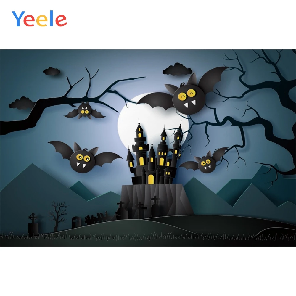 

Yeele Halloween Moon Horror Bat Castle Customized Photography Backdrops Personalized Photographic Backgrounds For Photo Studio