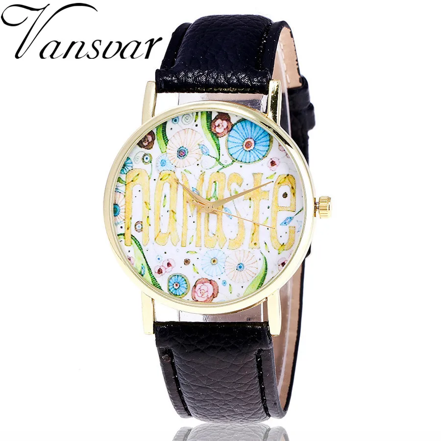 

Vansvar Brand Fashion Namaste Watch Casual Women Watches Ladies Vintage Leather Quartz Watches Relogio Feminino