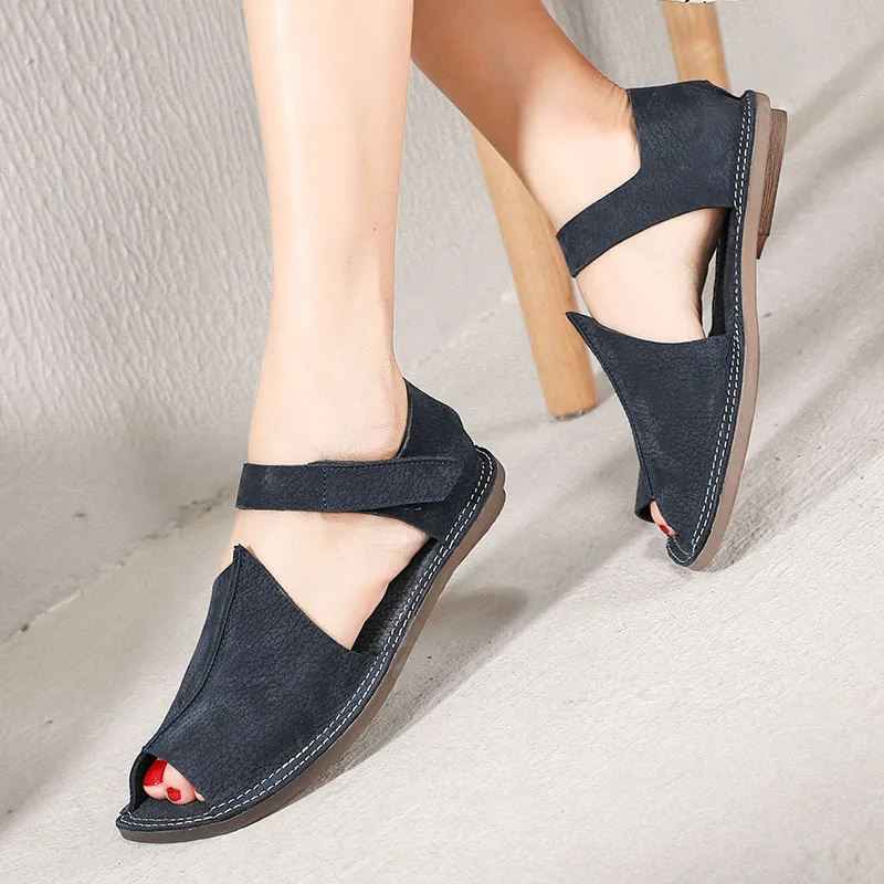 

Artdiya Original 2019 Spring and Summer New Flat Women Shoes Genuine Leather Handmade Comfortable Peep Toe Soft Sole Sandals