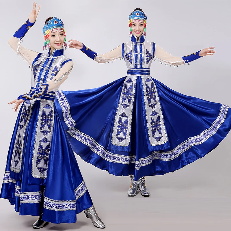 Chinois Performance Mongolie Robe Longue Danse Color1 Femelle Costumes Minorités De Ethniques Latine Vêtements color2 Conception D'expansion Des wzvqX1qpU