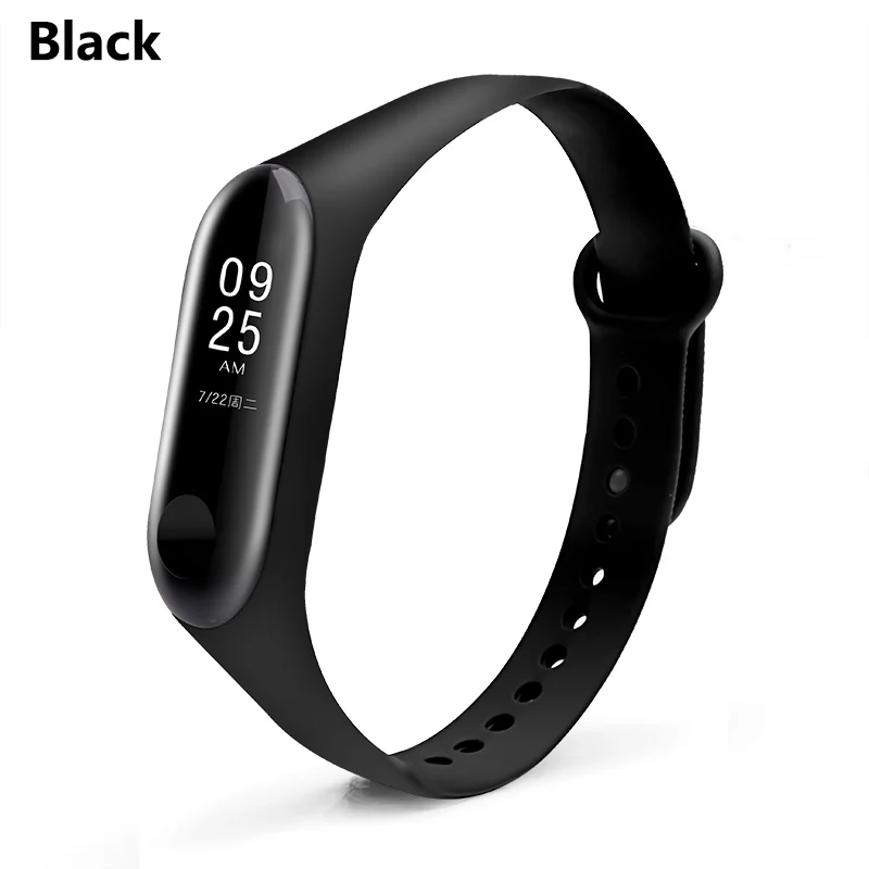 BOORUI новейший mi band 3 ремешок pulsera mi band 3 ремешок Силиконовый Модный ремешок на запястье Замена для xiaomi mi 3 Смарт-браслеты - Цвет: Black