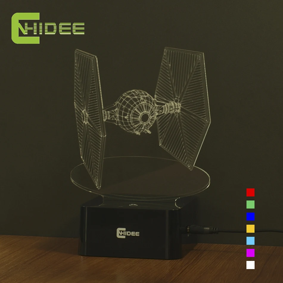 Regalos creativos Star Wars Tie Fighter lámpara 3D Deco visión escritorio Lampara Led USB 7 colores cambiantes bebé dormir noche Luz Regalos creativos Star Wars Tie Fighter lámpara 3D Deco visión escritorio Lampara Led USB 7 colores cambiantes bebé dormir noche Luz