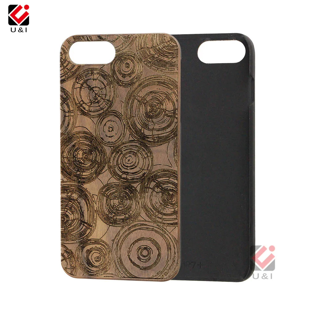 For iPhone 5 5s 6 6s 6plus 7 7plus 8 8plus Real Wood Spider Net Wave Tree Rings Carved PC Back Protector Back Cover for iPhone 8