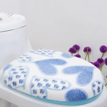 

Warm Soft Toilet Cover Seat Lid Top Cover Pad Bathroom Warmer Toilet Seat Bowl Soft Zipper Flower Washable Toilet Seat 3DBH75