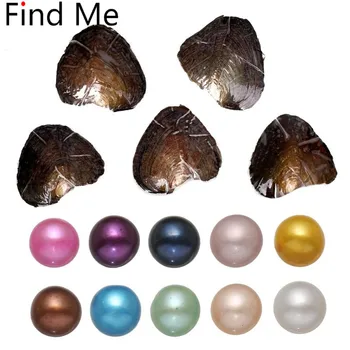 

round Oyster Pearl 2019 new 6-8mm mix color Fresh water Natural pearls DIY Loose beads Decorations Vacuum Packaging Wholesale