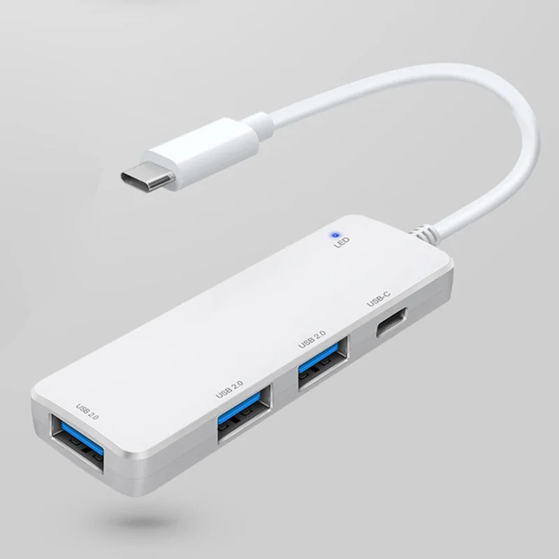 W5P-U2 ABS 4 порта USB 2,0 Настольный концентратор OTG концентратор USB разветвитель многопортовый USB адаптер Micro USB и type-C вход для Compter