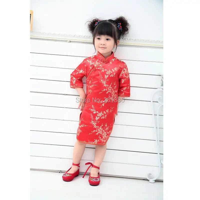 Kid Girl Summer Dresses Three Quarter clothing Traditional Chinese Style Cheongsams Qipao 13DESIGNS FOR CHOOSE