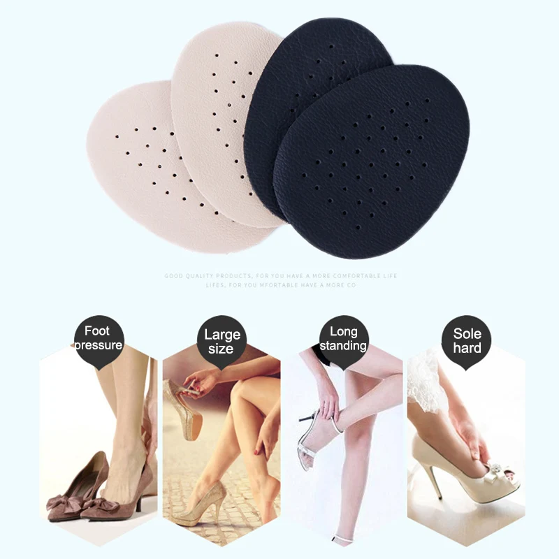 

2 Pairs Half Insoles Comfortable Leather Bottom Latex Anti Slip Breathable High Heel Shoes Pad WML99