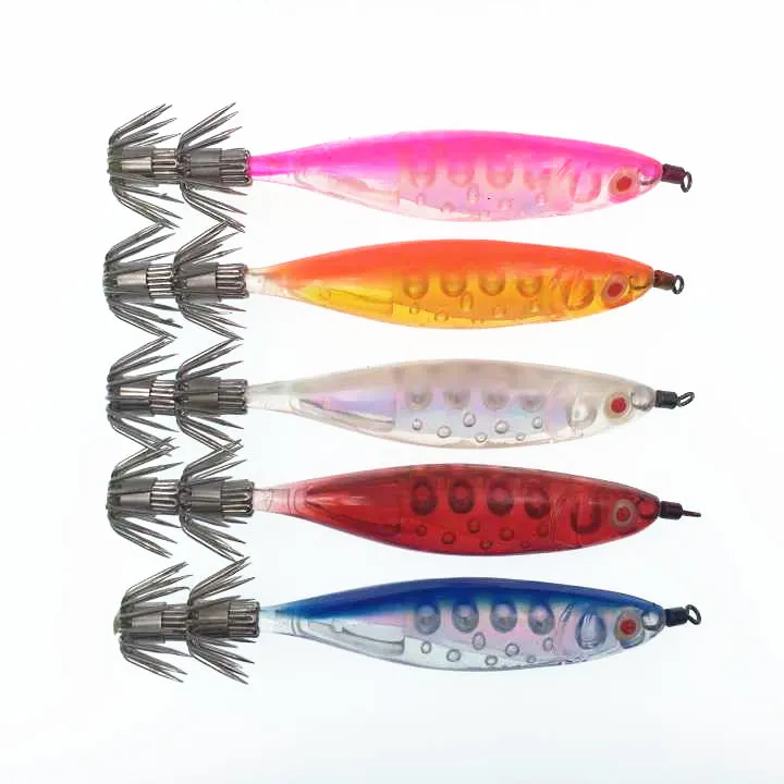 

5Pcs New Design Hard Body Squid Jigs 10CM 12.6G Fishing Shrimp Lures Squid Strong Fishing Hook Hard Fishing Lure
