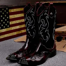 Мужские ботинки martin из натуральной кожи с вышивкой; мужские ботинки до середины икры; Роскошные винтажные модные мужские ботинки с острым носком и заклепками в стиле панк