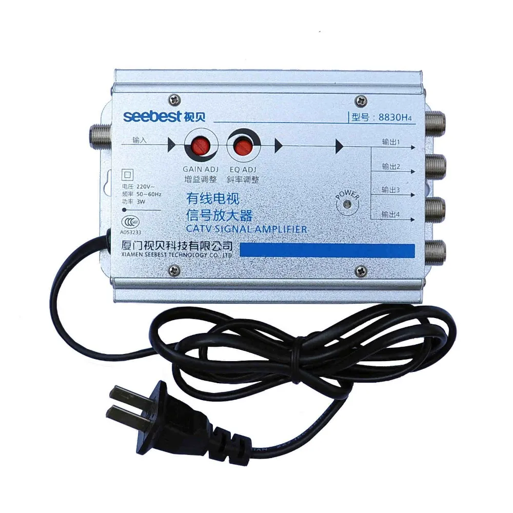 

2017 new seebest 1 in 4 out 4 way CATV cable TV signal amplifier 30db gain RF signal amplifie Antenna signal amplifier for TV