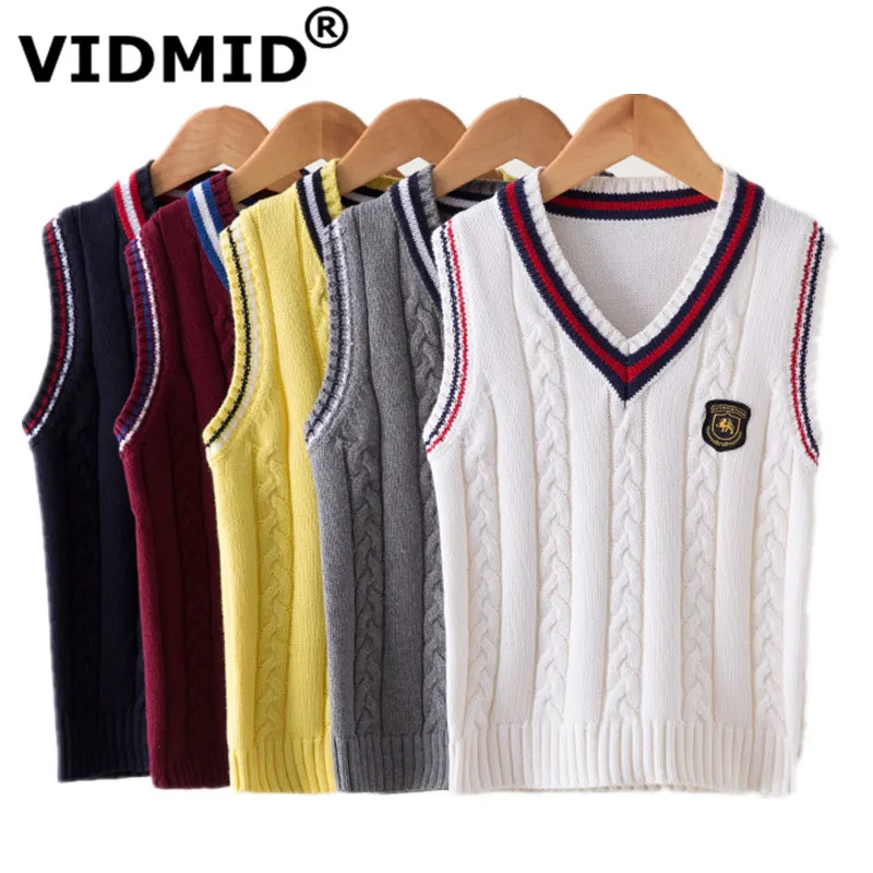 VIDMID Baby Vest Boys Knit Vest Waistcoat Sleeveless Jacket for Children Knitwear Sweater V-neck Pullover Kids Clothing 7016 02