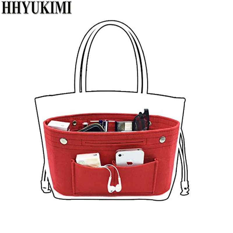 Makeup Storage Organizer,Felt Cloth Insert Cosmetic Bag Multi-pockets Fits in Handbag Cosmetic Toiletry Bag for Travel Organizer Makeup Storage Organizer,Felt Cloth Insert Cosmetic Bag Multi-pockets Fits in Handbag Cosmetic Toiletry Bag for Travel Organizer