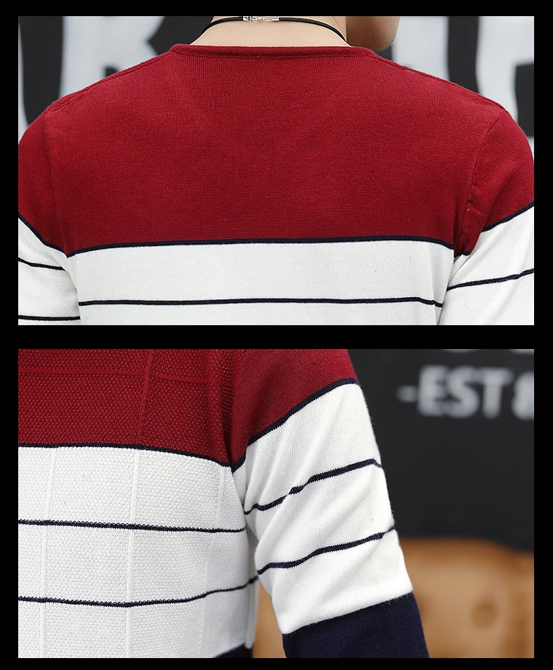 Осень, мужской свитер с v-образным вырезом, Молодежный полосатый свитер, тренд развития нравственности