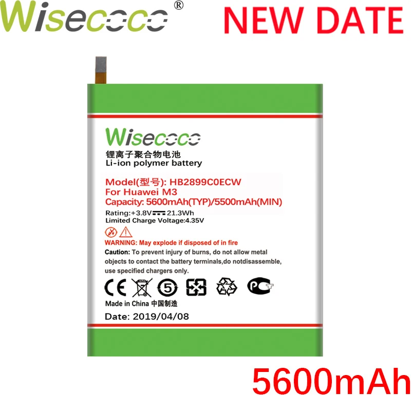 

Wisecoco HB2899C0ECW 5600mAh New Battery For Huawei MediaPad M3 8.4 BTV-W09 BTV-DL09 SHT-AL09 SHT-W09 Phone High quality battery