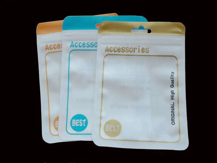 

200pcs/LOT 10.5*15cm White Clear micro USB cable Zipper Plastic Retail Packaging poly pp bag for USB charger Package bags