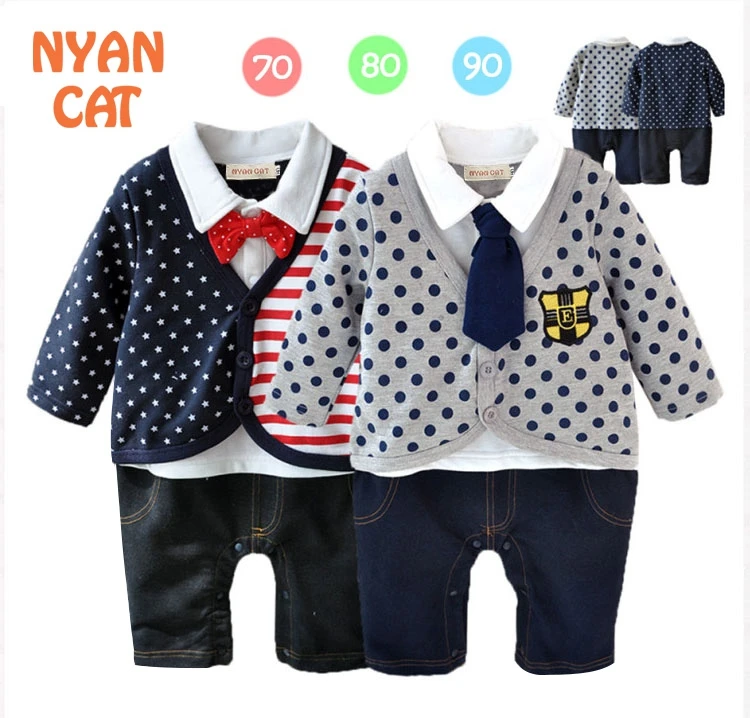 Free Shipping 3sets/lot Baby Boy’s Formal long sleeve Romper