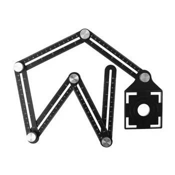 

6 Folding Ruler Tile Hole Positioning Multi Template Angle Rulers w/ Drill Guide for Puncher Carpentry
