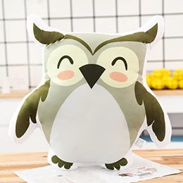 Owl С принтом животного подушки плюшевые набитая Подушка с мультяшными персонажами для детей Подушка сова кролик слон лев тигр упаковка для подарка с медведем - Цвет: Owl