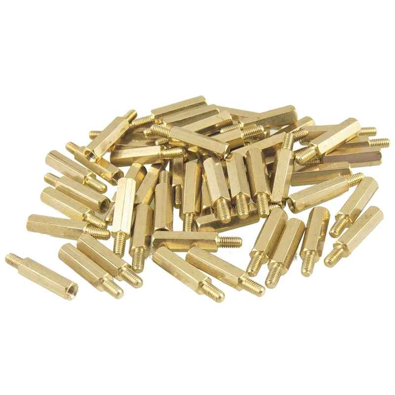 

50Pcs M3 Male x M3 Female 16mm Body Gold Tone Hex PCB Standoff Spacers