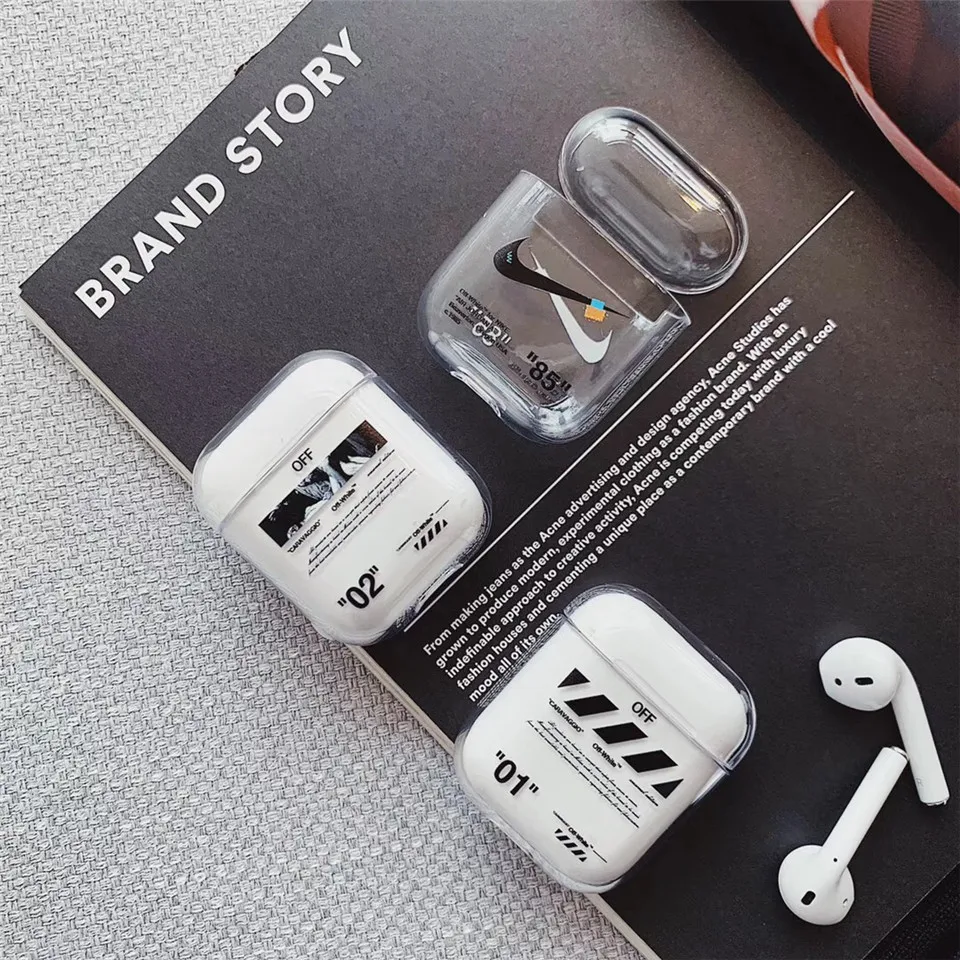 

New Transparent off Wireless Earphone Charging Cover Bag for Apple AirPods 1 2 Hard PC jordan whith Bluetooth Box Headset case