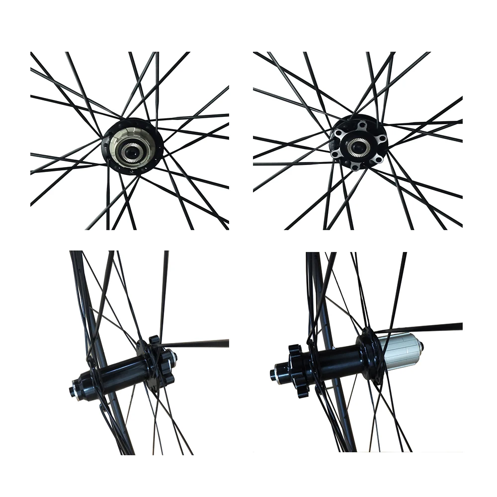 Cheap OZUZ Carbon Wheels 700C 3K 23mm wide road Disc Brake Wheelset 24mm 38mm 50mm depth Clincher Tubular road Cyclocross Disc Wheel 4