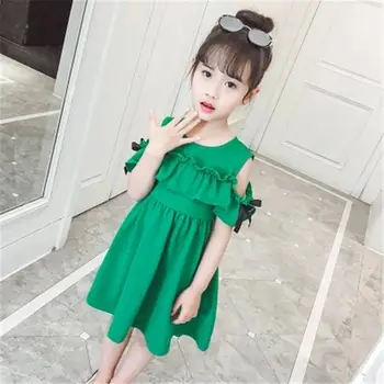 

2019 New Summer Teenage Girls Strapless Bow Cotton Dresses Children Girls Pleated Princess Dresses Baby Vestidos Clothes L59