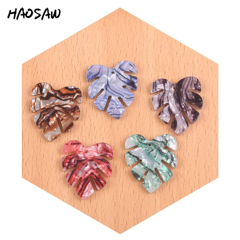 

HAOSAW Choose 6Pcs/Lot Acetic Acid Charm/Water Ripple Print/Leaf Charm/DIY Jewelry Making/HandMade/Earring Findings