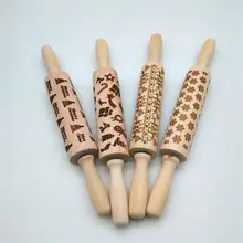 Рождественские Формы для выпечки дерево Снежинка подарочная тисненая Скалка деревянная Выгравированная Выкройка Скалки тесто 3