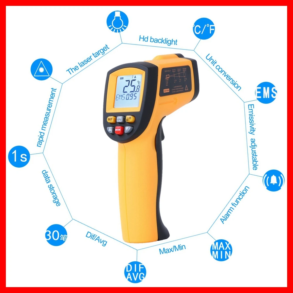 Высокоточный дисплей удобные бытовые инфракрасные Цифровые температуры пистолет термометр GM700 GM900-BENETECH