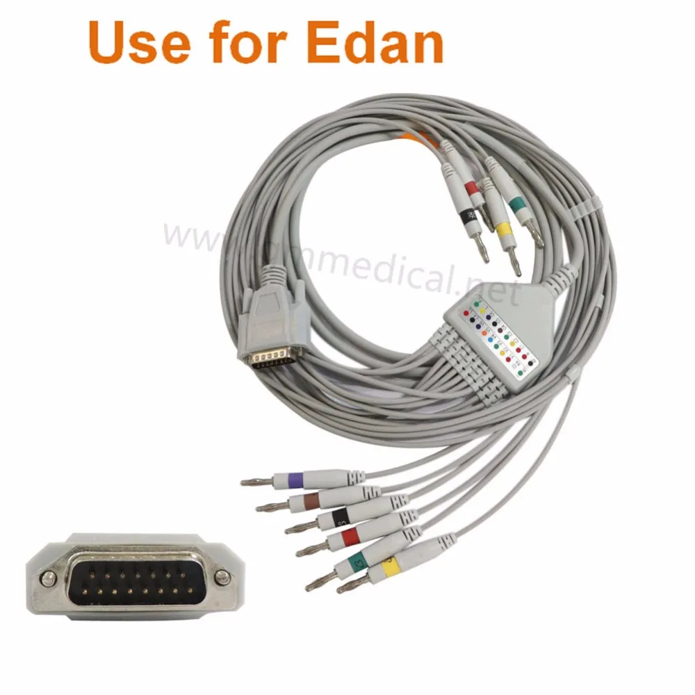 Совместим с кабелем Edan 10-Leadwires EKG, IEC, DB15M> Banana 4,0