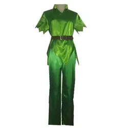 2018 г. взрослая Для мужчин Питер Пэн Костюм Зеленый Необычные платья Карнавальный Маскарадный костюм Индивидуальный заказ