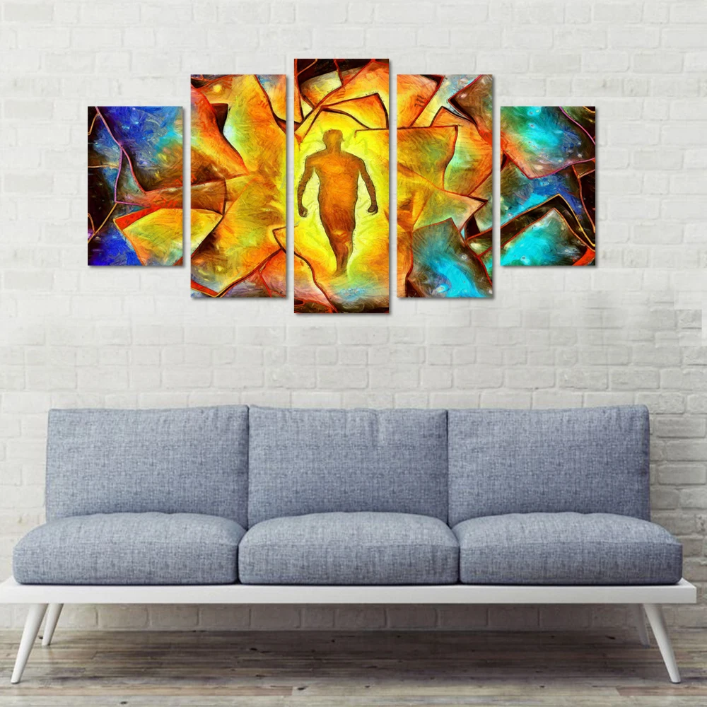 5 Piece Canvas Modern Art Abstract Figure Painting Canvas Prints Man in